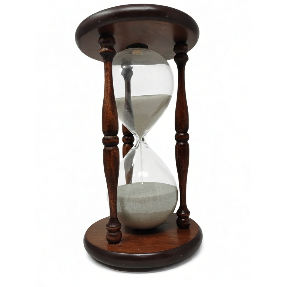 Dark Wood Sand Timer 12.5in Hourglass Office Library Decor Minimalist Academic